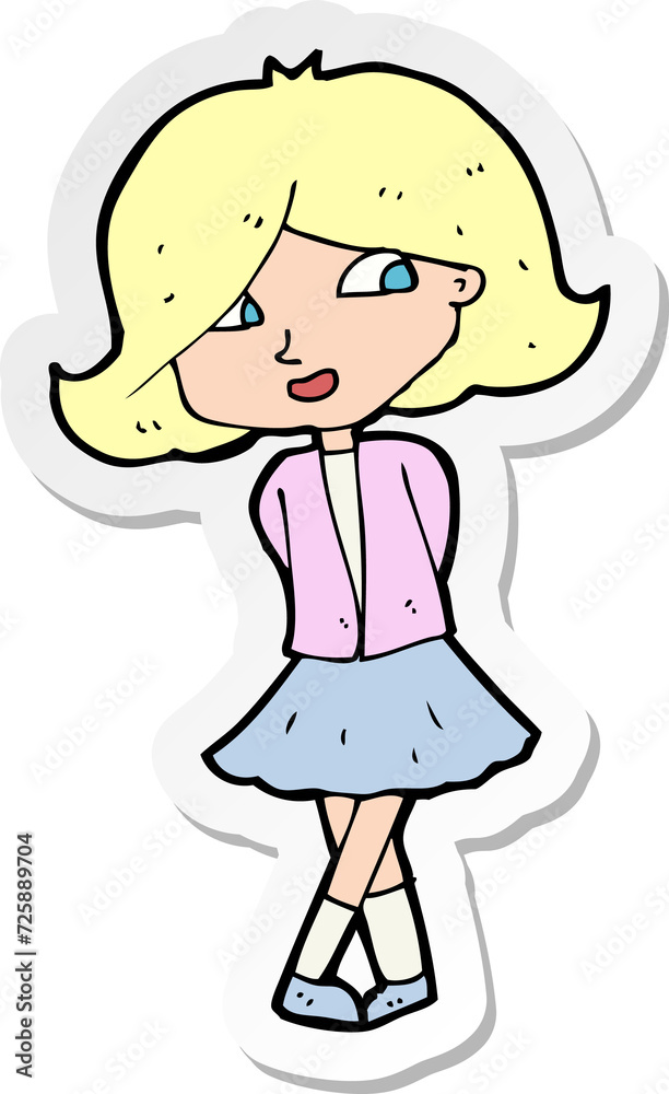 sticker of a cartoon happy girl sticker of a cartoon happy girl