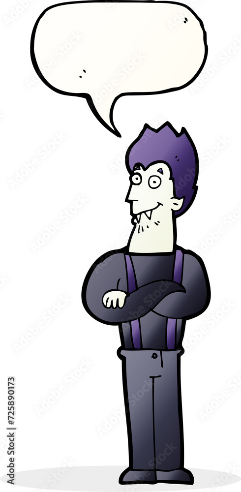 cartoon happy vampire with speech bubble cartoon happy vampire with speech bubble