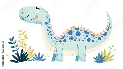 little dinosaur naive kids style  isolated on clean white background