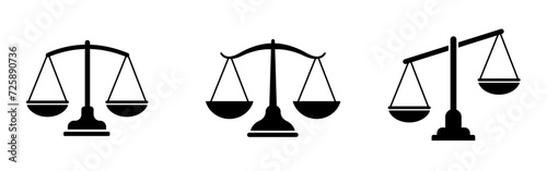 Scales icon set. Justice scales. Weight scales. Scales vector icon. Vector illustrations