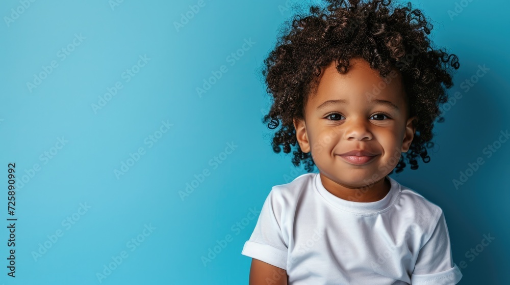 afro american smiling boy with curly hair stay in white t shirt afro american smiling boy with curly hair stay in white t shirt