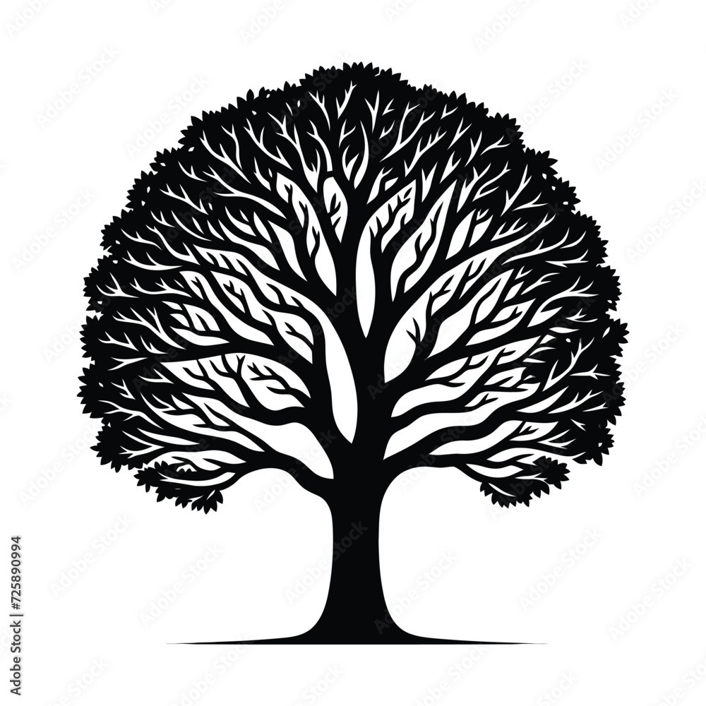 Naklejka premium Tree Silhouette with Detailed Branches