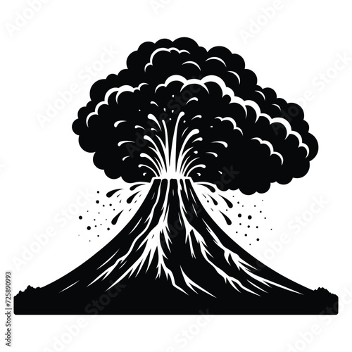 Volcanic Eruption Silhouette 