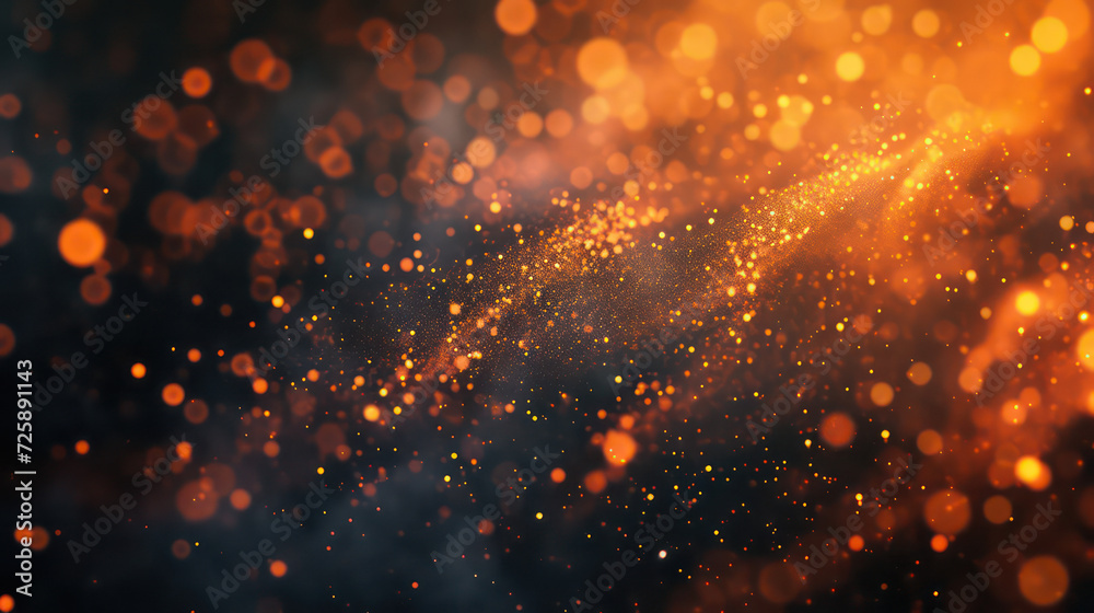 orange luxury glitter and bokeh particles, orange bokeh background, holiday festival background