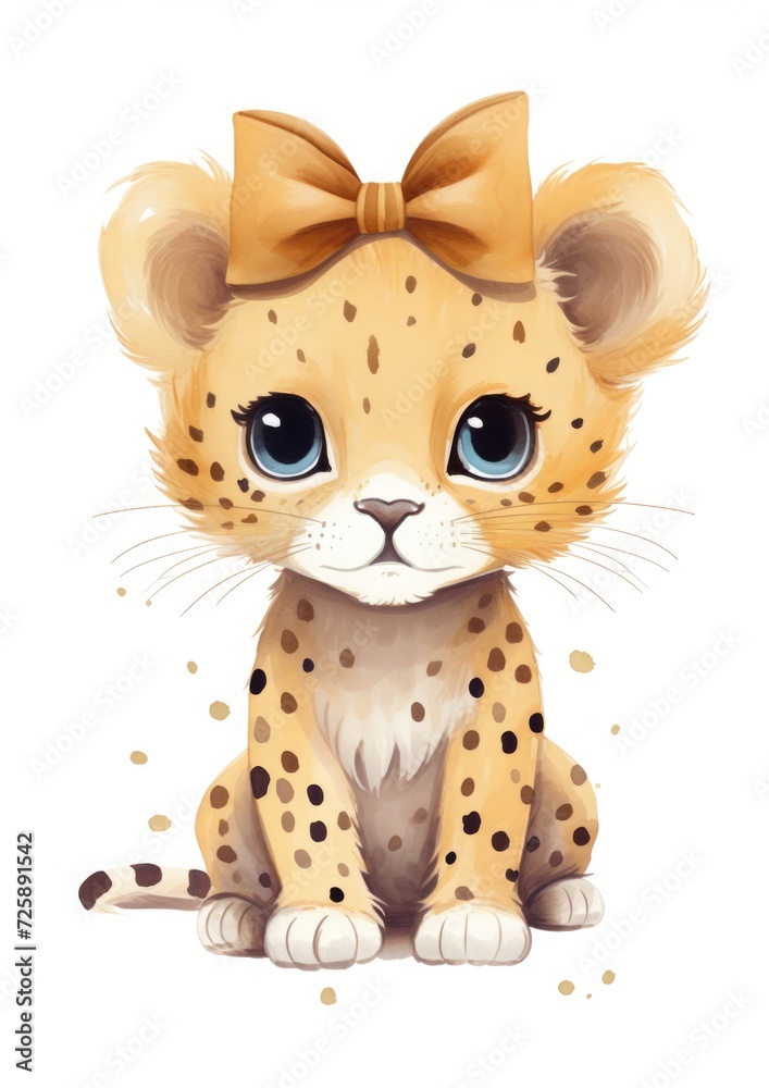 baby girl leopard, bow on head, print for nursery room,t shirt design baby girl leopard, bow on head, print for nursery room,t shirt design