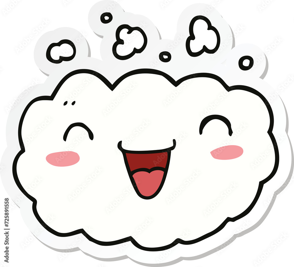 sticker of a happy cartoon cloud sticker of a happy cartoon cloud
