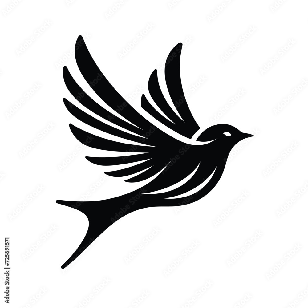 Fototapeta premium Soaring Bird Silhouette Illustration