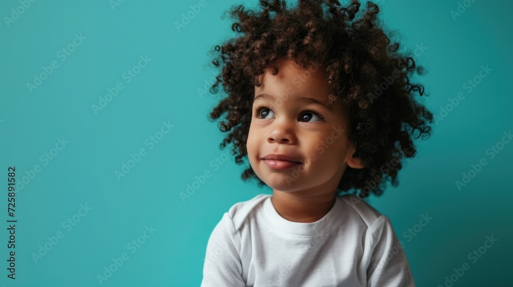 afro american smiling boy with curly hair stay in white t shirt afro american smiling boy with curly hair stay in white t shirt