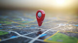 A glowing red marker stands out on the digital map, marking your destination	
