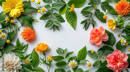 Floral Arrangement with Bright Blossoms and Greenery