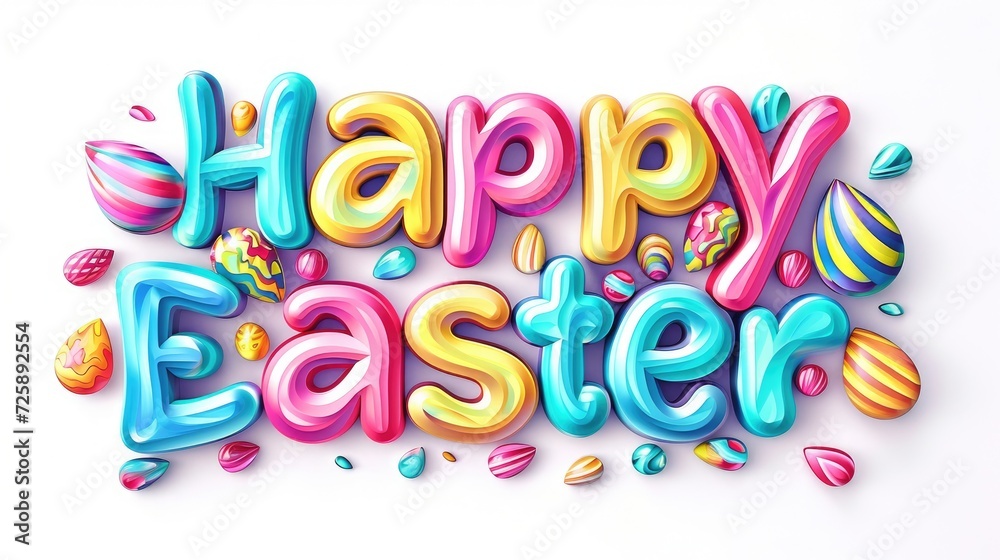 Happy Easter lettering, isolated on white background