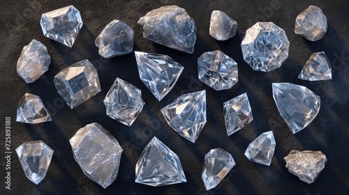 set of rough diamonds  top view