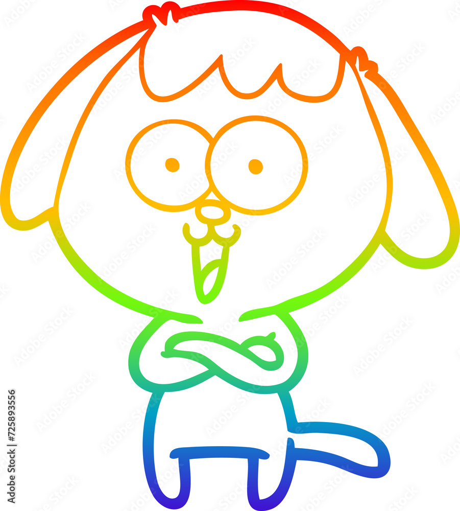 Obraz premium rainbow gradient line drawing cute cartoon dog