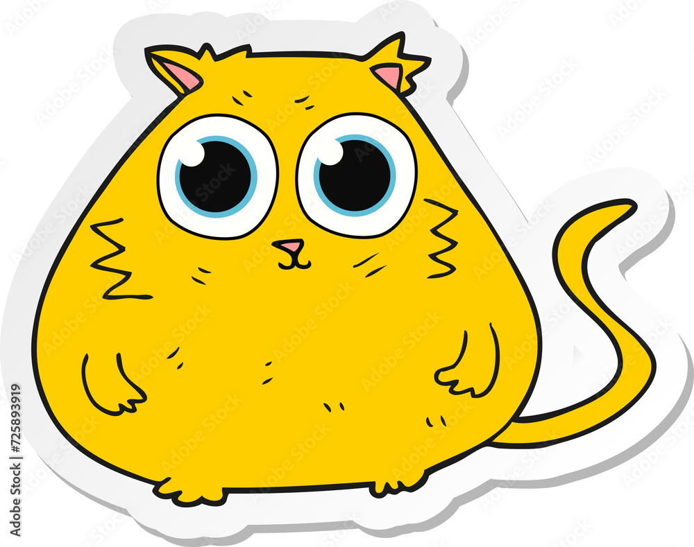 sticker of a cartoon cat with big pretty eyes