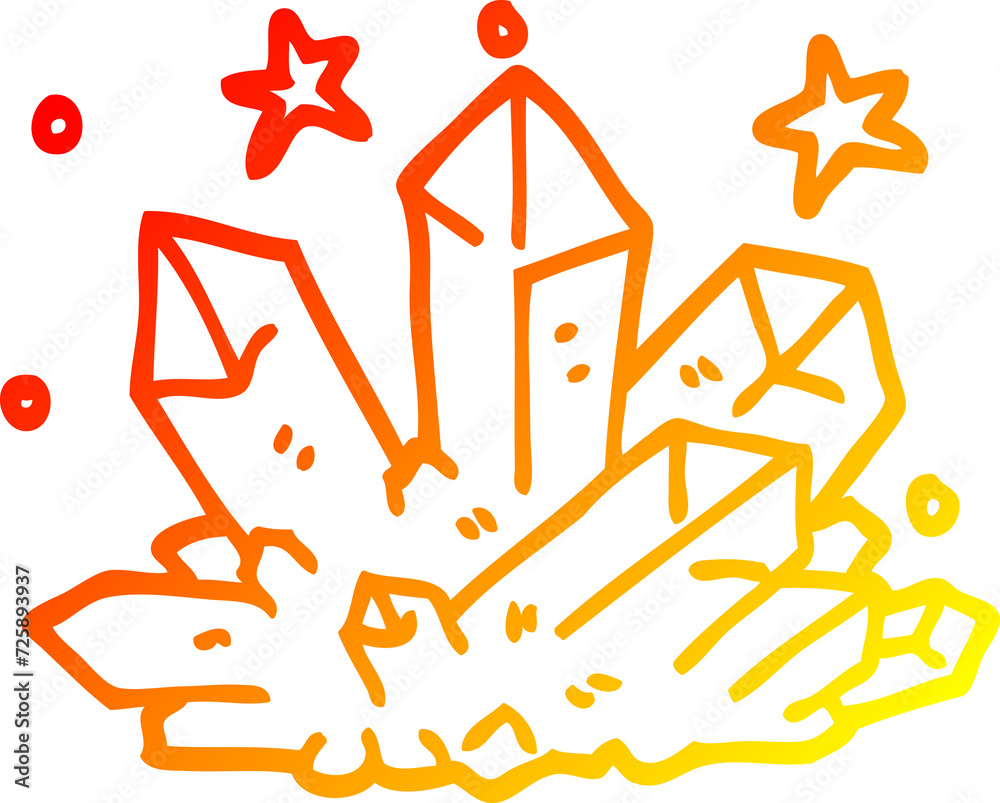 warm gradient line drawing cartoon magical crystal warm gradient line drawing cartoon magical crystal