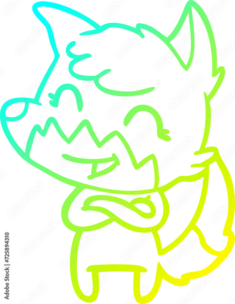 cold gradient line drawing happy cartoon fox cold gradient line drawing happy cartoon fox