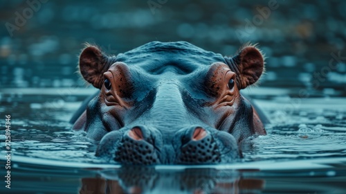 Submerged Serenity: Hippopotamus in Tranquil Waters © ArtCookStudio