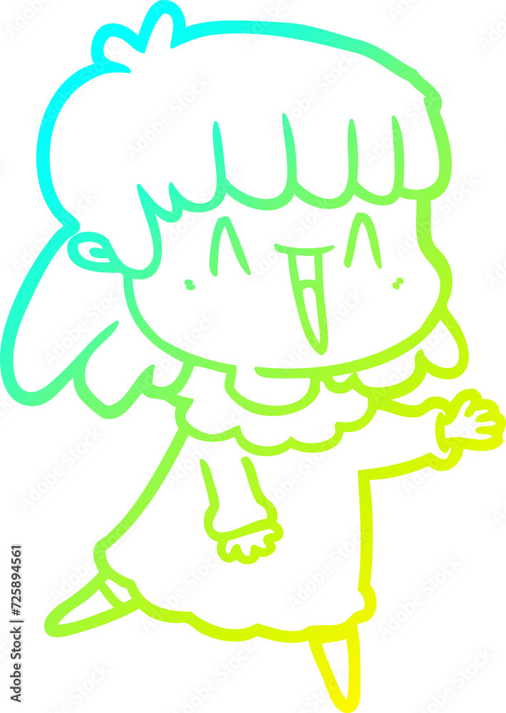 cold gradient line drawing cartoon woman