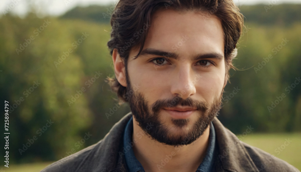 Young Brunette Man with Beard and Warm Smile - Headshot Portrait Young Brunette Man with Beard and Warm Smile - Headshot Portrait