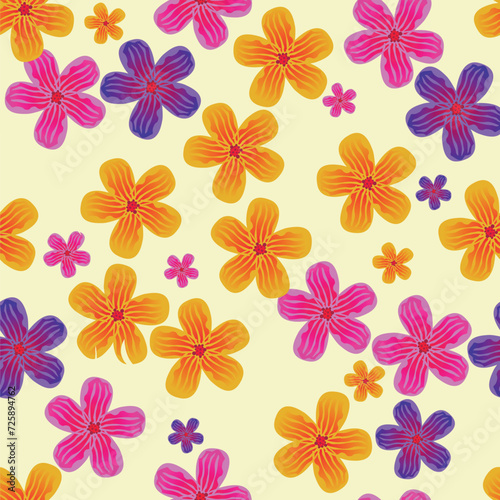 seamless pattern with leaves flowers