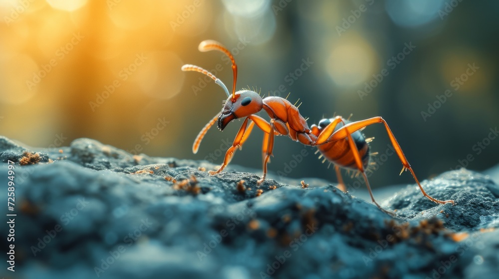 Ant Foraging on Autumn Forest Floor Ant Foraging on Autumn Forest Floor