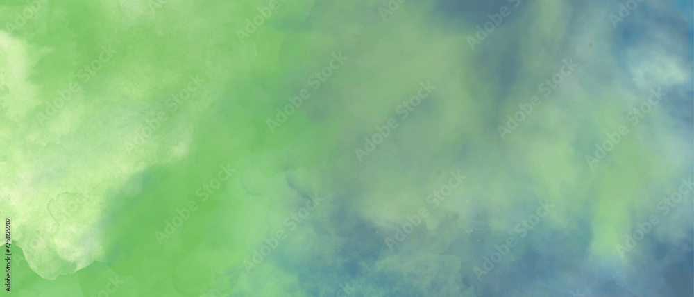 Beautiful green blue watercolor background. Colorful watercolor grunge texture. Abstract watercolor background