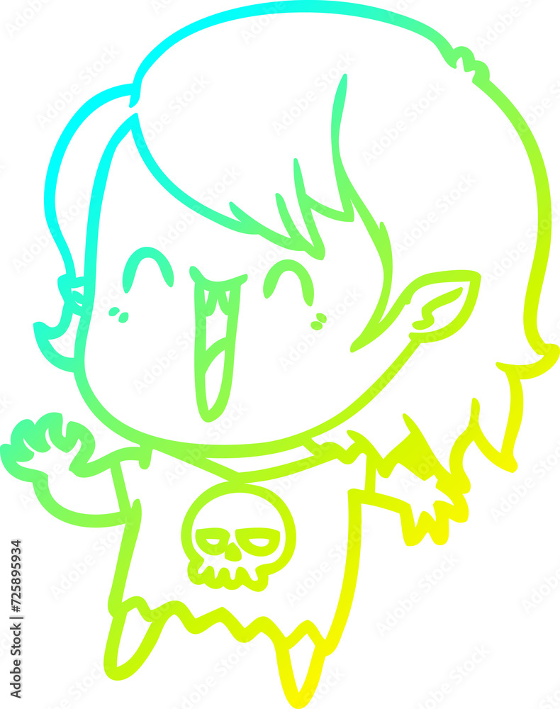 cold gradient line drawing cute cartoon happy vampire girl cold gradient line drawing cute cartoon happy vampire girl