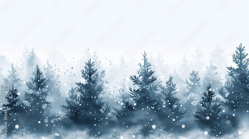 Horizontal view of the winter forest. Cute winter repeating landscape. Horizontal view of the winter forest. Cute winter repeating landscape.