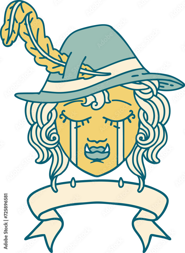 crying orc bard character with banner illustration crying orc bard character with banner illustration