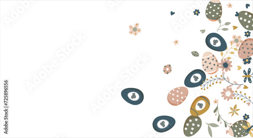 Frame made of elements for Easter. Traditional Easter elements. Vector illustration. Traditional easter ornament. Happy easter. Hand-drawn. Vector illustration.