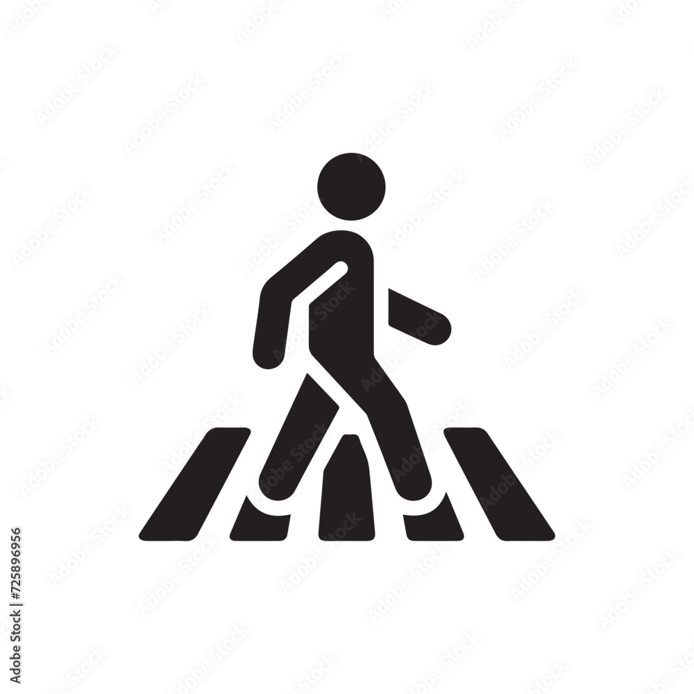 Pedestrian zebra crossing sign icon vector Pedestrian zebra crossing sign icon vector