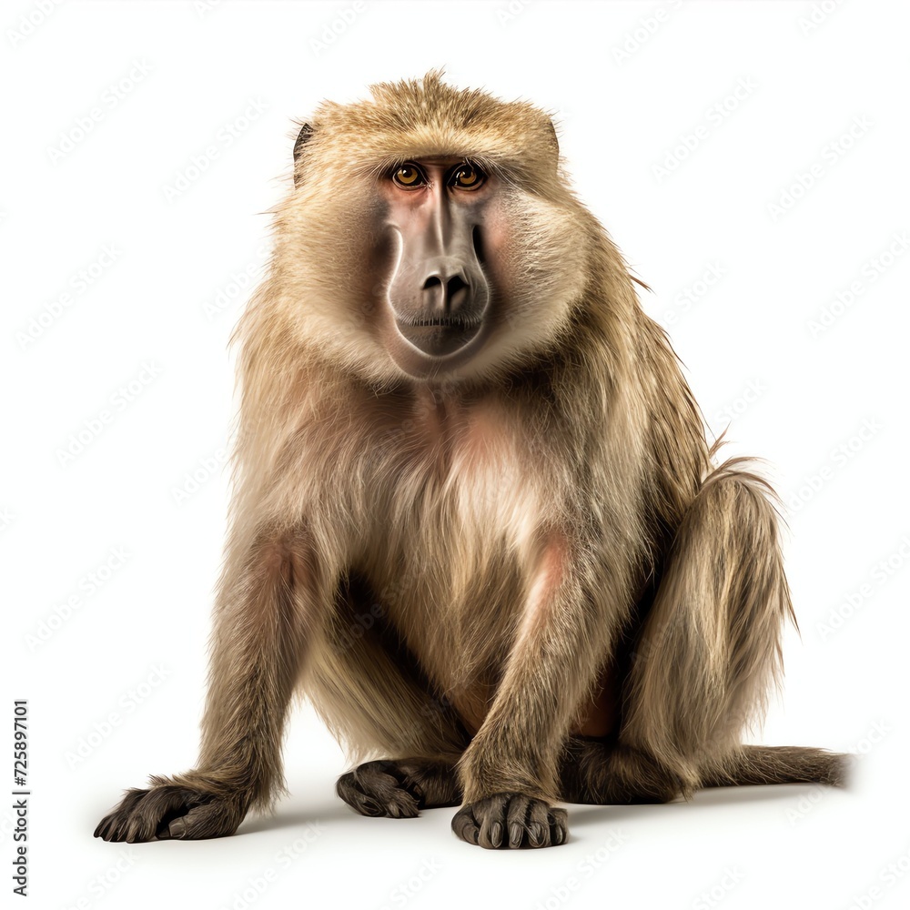 a baboon, studio light , isolated on white background a baboon, studio light , isolated on white background
