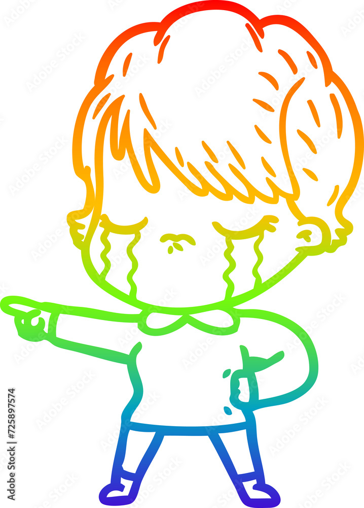rainbow gradient line drawing cartoon woman crying rainbow gradient line drawing cartoon woman crying