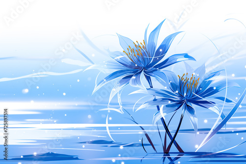 Blue lotus flower on the water surface.