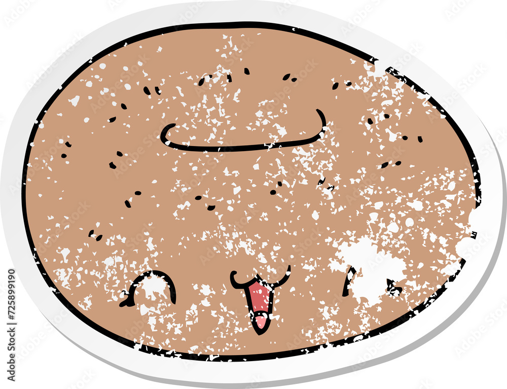 distressed sticker of a cute cartoon donut distressed sticker of a cute cartoon donut