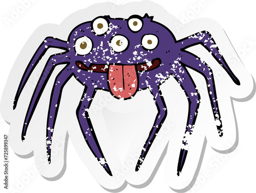 retro distressed sticker of a cartoon gross halloween spider