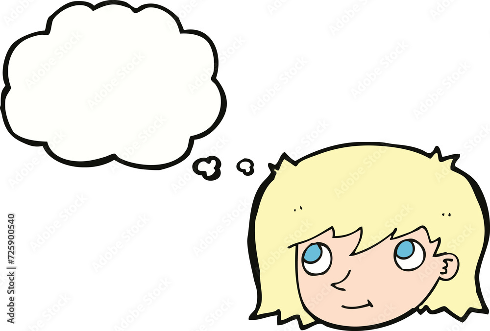 cartoon female face with thought bubble cartoon female face with thought bubble