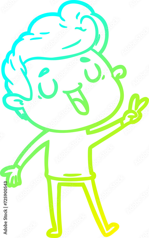 cold gradient line drawing happy cartoon man cold gradient line drawing happy cartoon man
