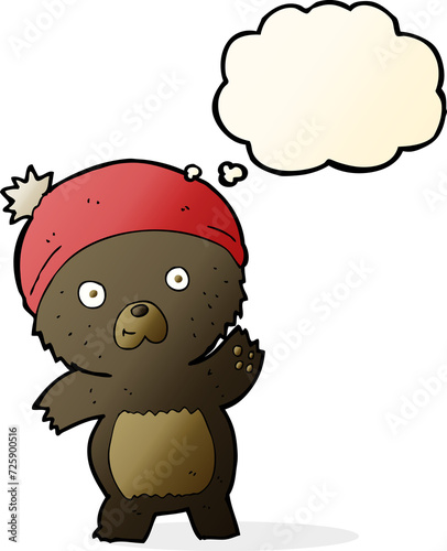 cute cartoon black bear with thought bubble