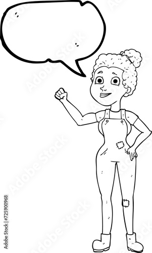 Wallpaper Mural speech bubble cartoon woman in dungarees Torontodigital.ca