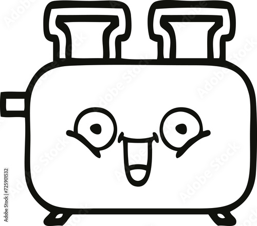 line drawing cartoon of a toaster