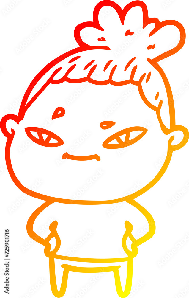 Obraz premium warm gradient line drawing cartoon woman