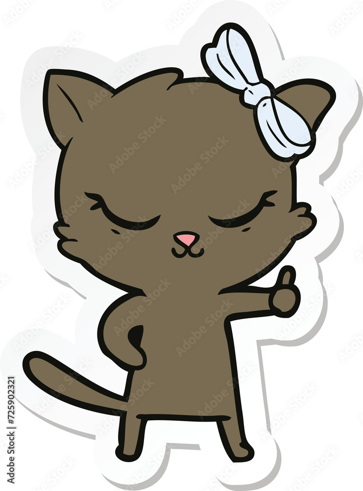 sticker of a cute cartoon cat with bow sticker of a cute cartoon cat with bow