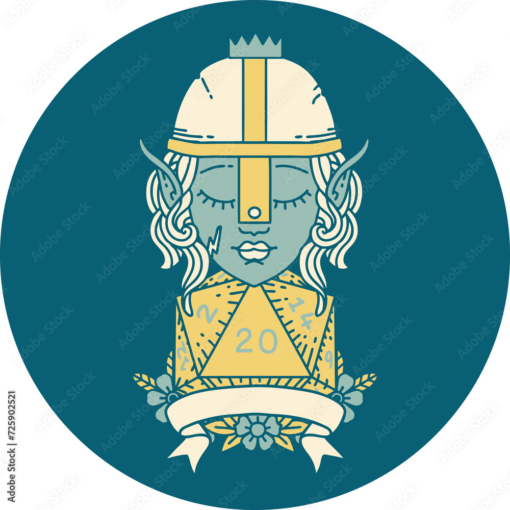 elf fighter with natural 20 dice roll illustration elf fighter with natural 20 dice roll illustration