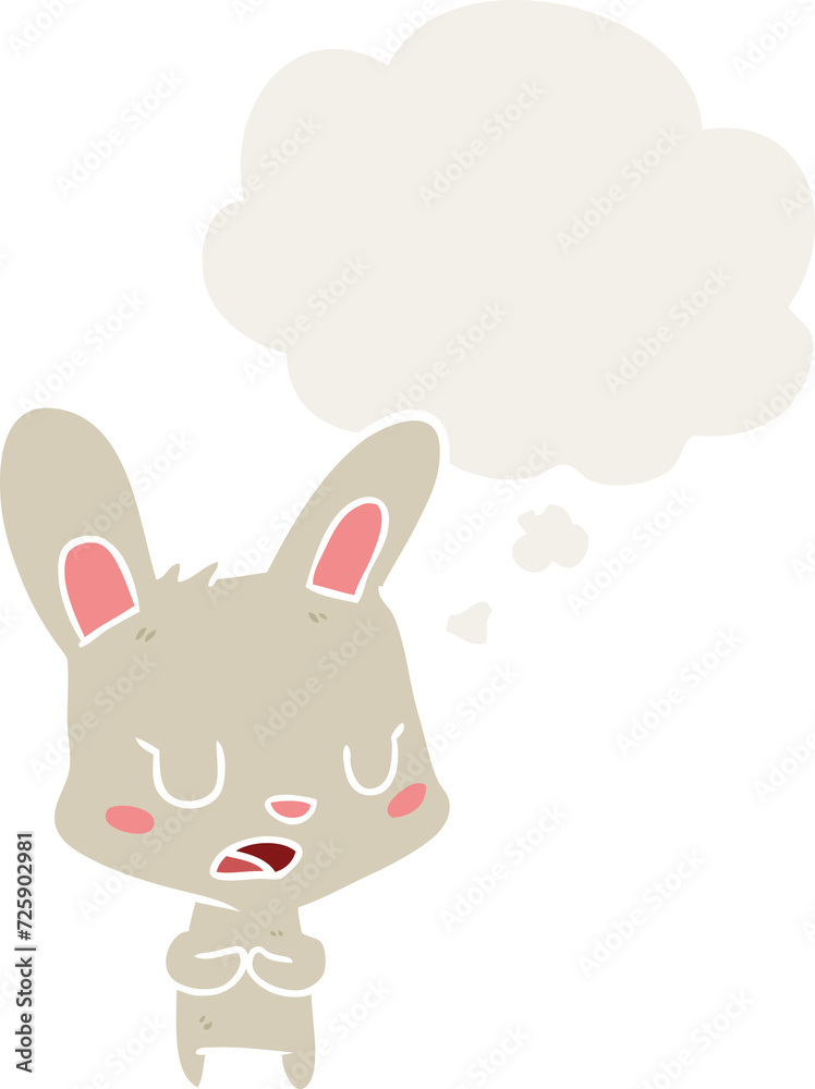 cartoon rabbit talking and thought bubble in retro style cartoon rabbit talking and thought bubble in retro style