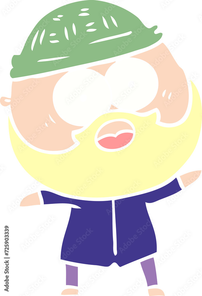 flat color style cartoon surprised bearded man