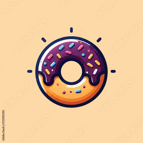 Chocolate Frosted Donut with Sprinkles Vector Illustration