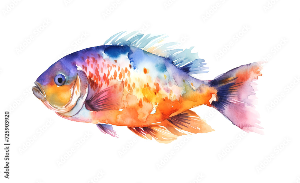 Fototapeta premium Watercolor illustration of a colorful fish
