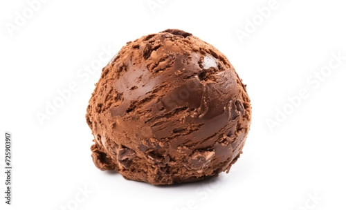 Scoop Of Chocolate Ice Cream Isolated On White Background
