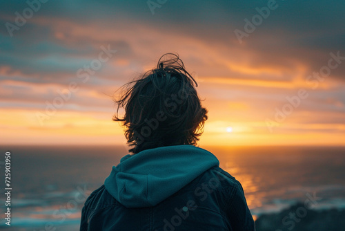 candid photo of someone gazing at a distant horizon, portraying the yearning and introspection inherent in the search for direction